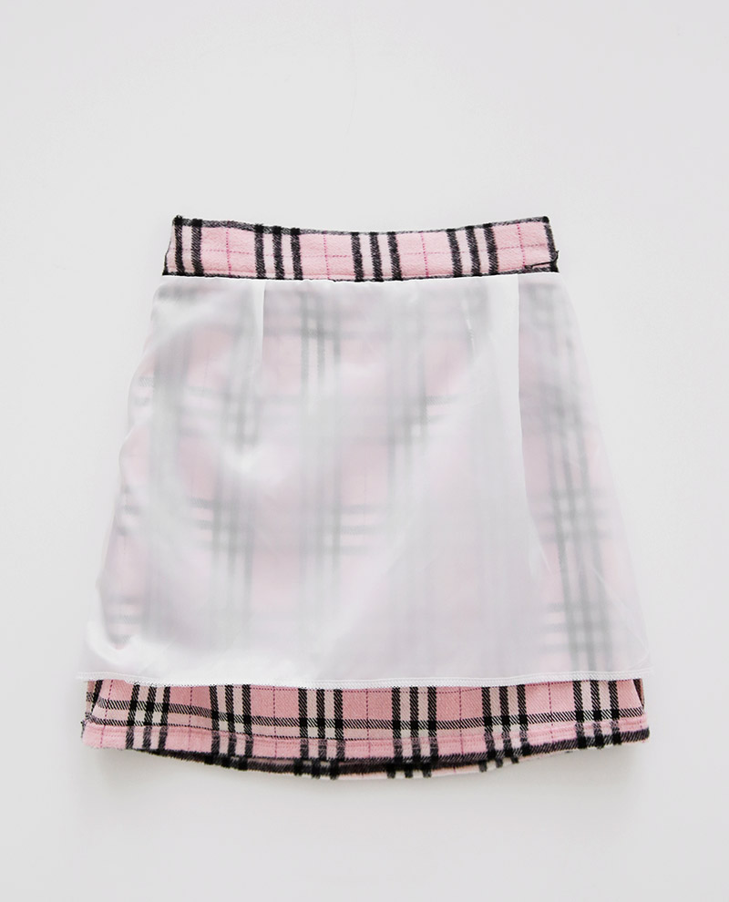 Icecream12 - Haut camisole court à carreaux écossais + Mini-jupe à taille bandeau