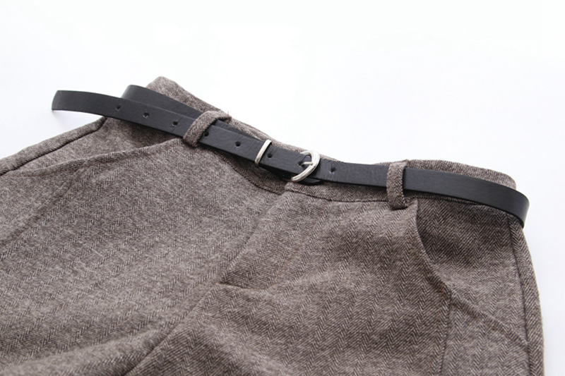 Dearest - Woolen Plain Shorts with Belt