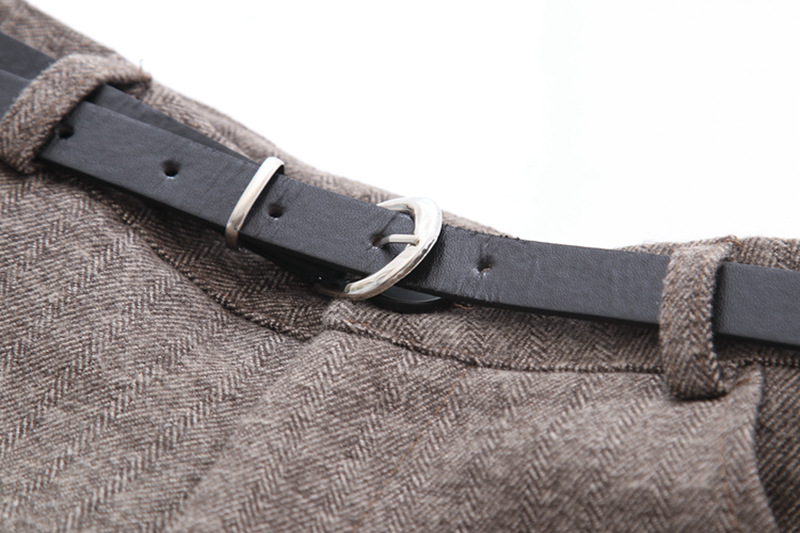 Dearest - Woolen Plain Shorts with Belt