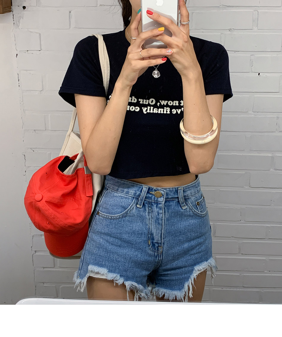 MERONGSHOP - Distressed Fringed-Hem Denim Shorts