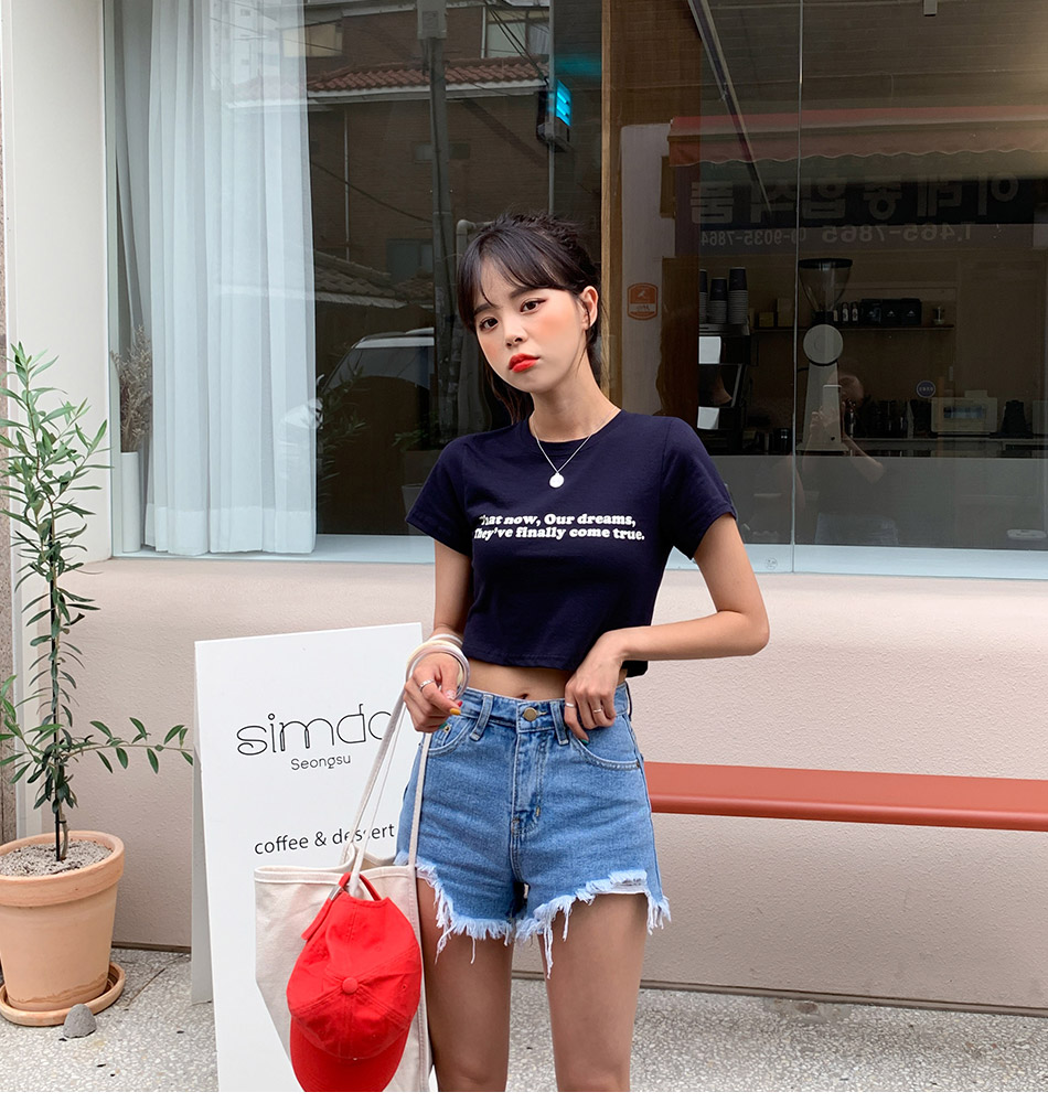MERONGSHOP - Distressed Fringed-Hem Denim Shorts