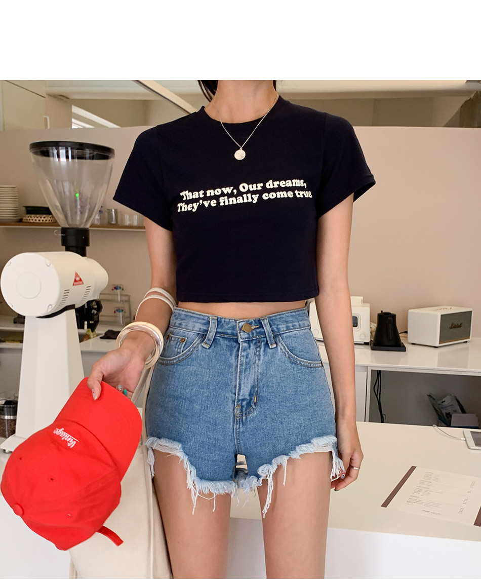 MERONGSHOP - Distressed Fringed-Hem Denim Shorts