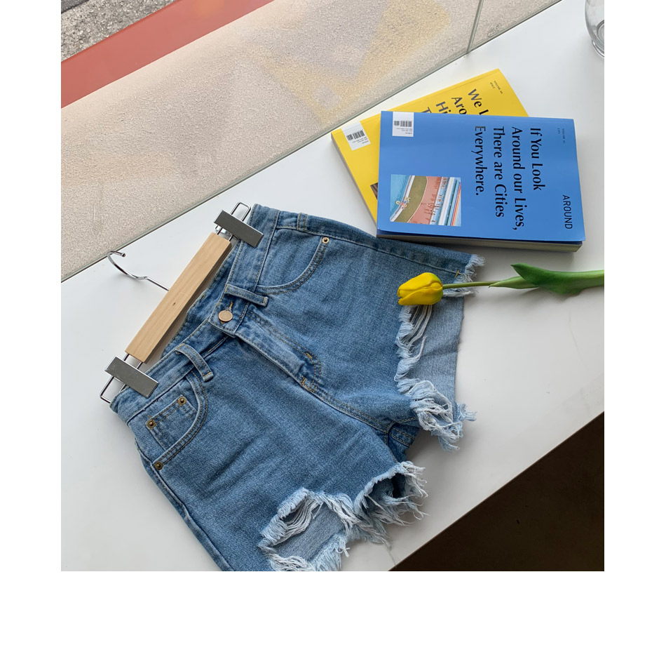 MERONGSHOP - Distressed Fringed-Hem Denim Shorts