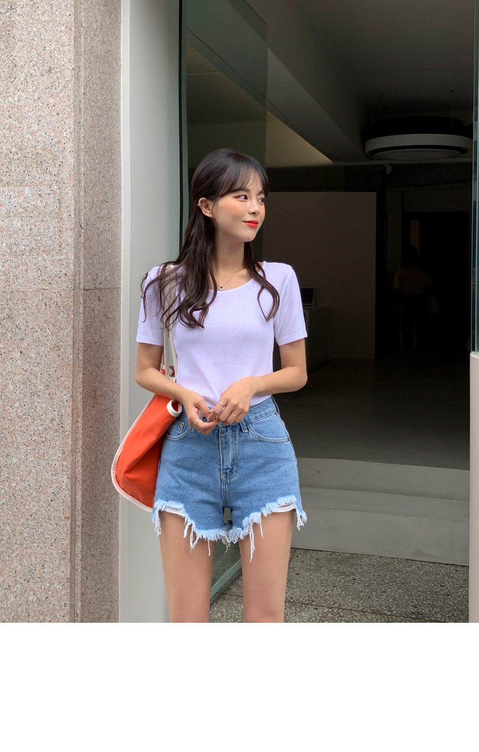 MERONGSHOP - Distressed Fringed-Hem Denim Shorts