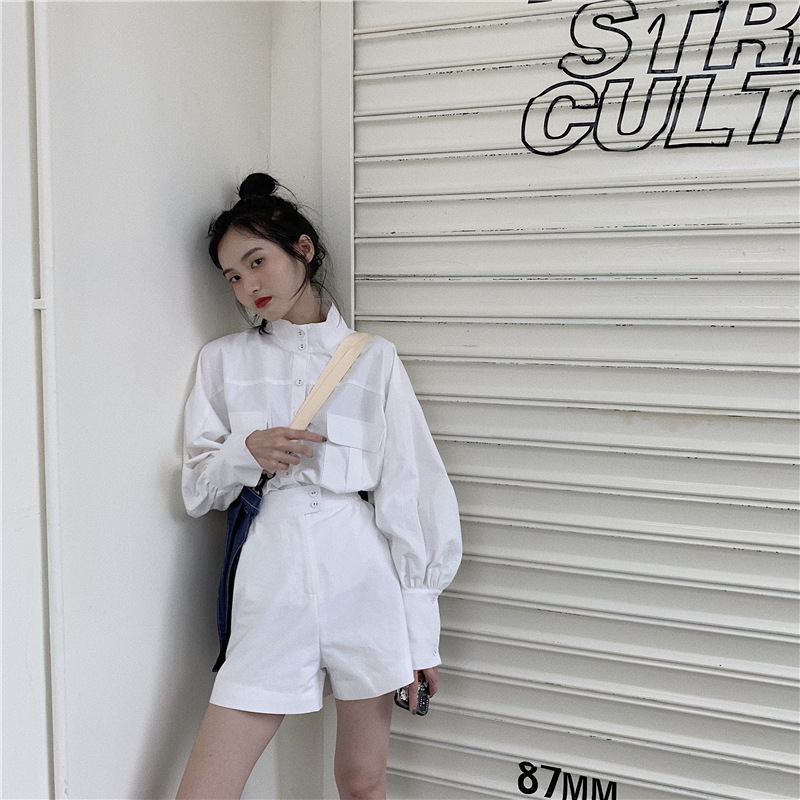 PinkGirl - High-Waist Plain Shorts