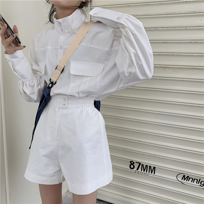 PinkGirl - High-Waist Plain Shorts