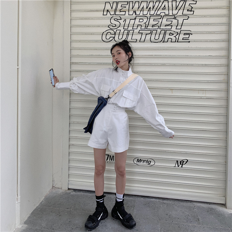 PinkGirl - High-Waist Plain Shorts