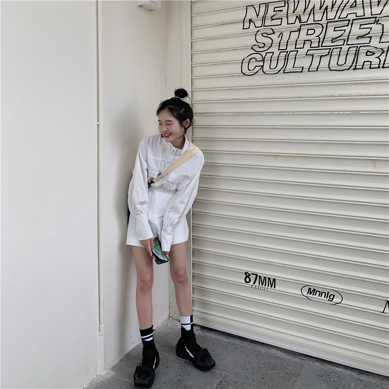 PinkGirl - High-Waist Plain Shorts