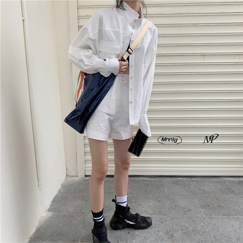 PinkGirl - High-Waist Plain Shorts