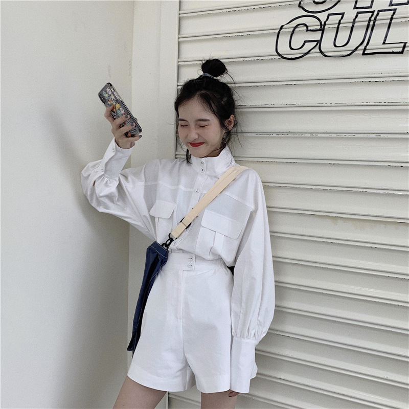 PinkGirl - High-Waist Plain Shorts
