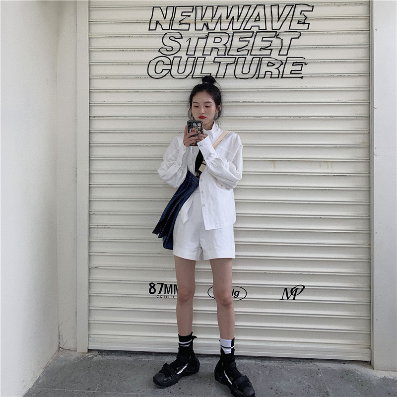 PinkGirl - High-Waist Plain Shorts