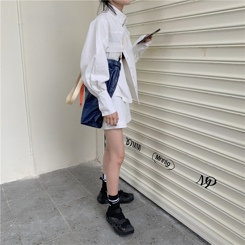 PinkGirl - High-Waist Plain Shorts