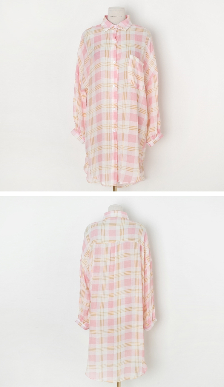 Cherryville - Long-Sleeve Plaid Long Shirt