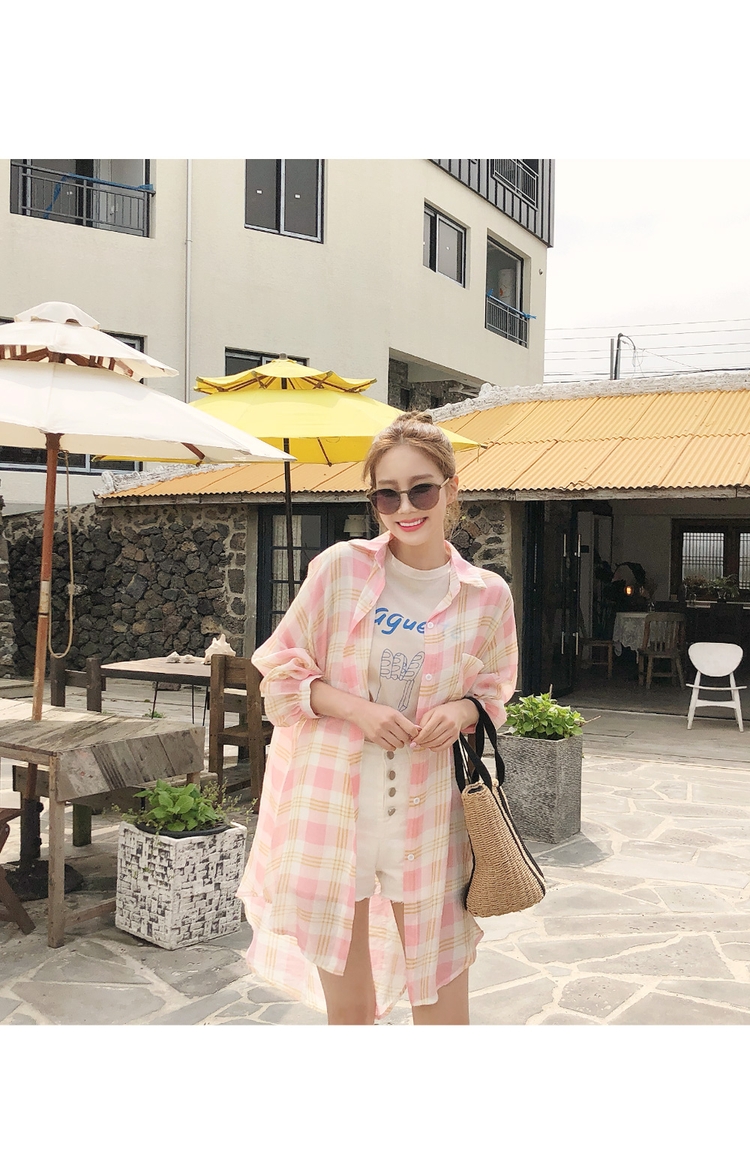 Cherryville - Long-Sleeve Plaid Long Shirt