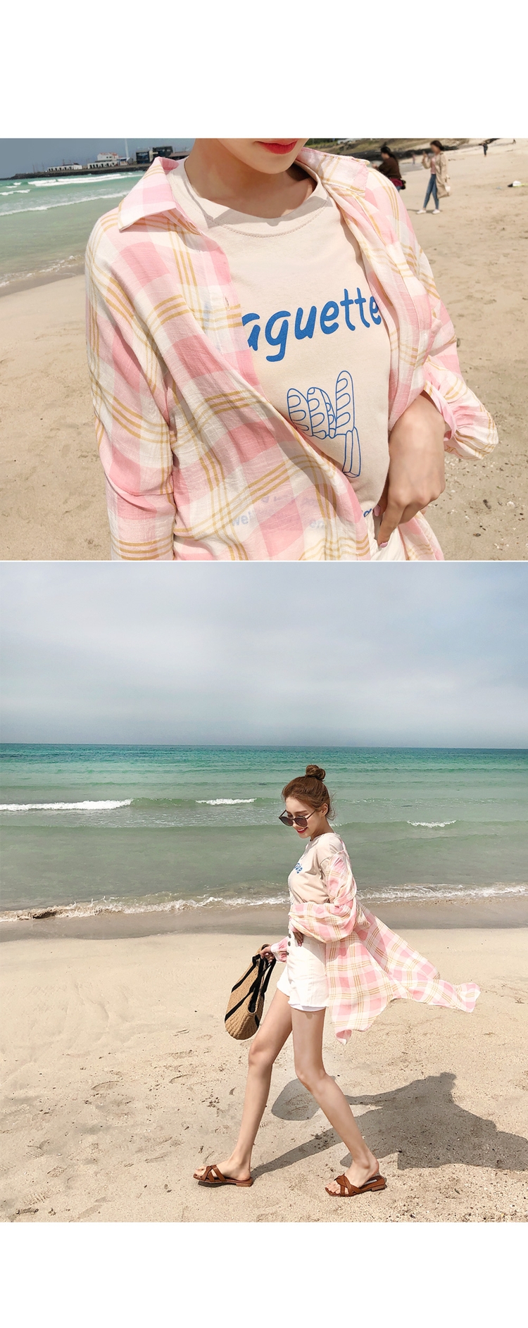 Cherryville - Long-Sleeve Plaid Long Shirt