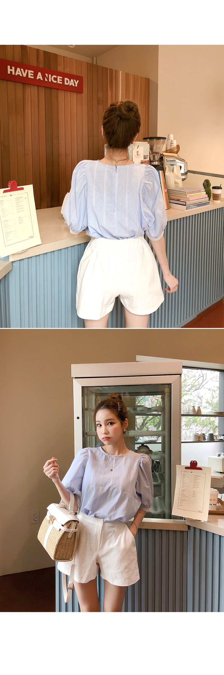 Cherryville - Elbow-Sleeve Lace Panel Blouse