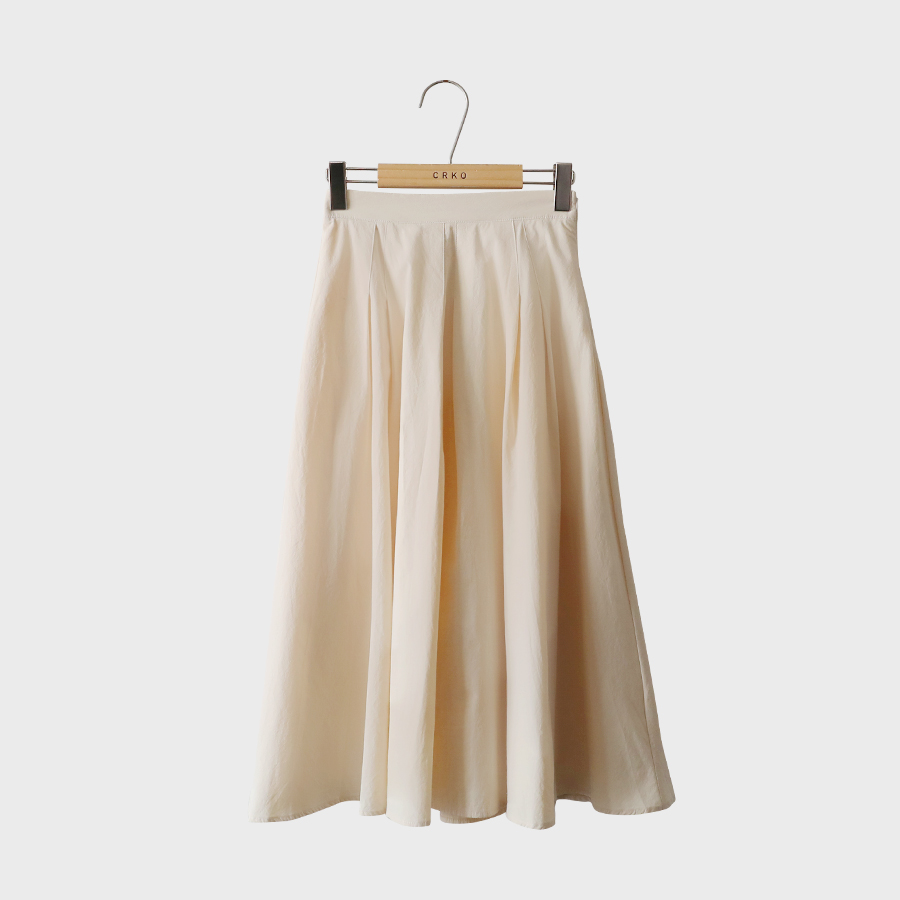 Cherryville - Band-Waist Side-Zip Plain Midi Skirt