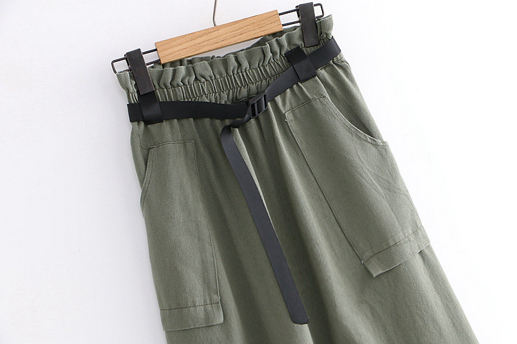 Dearest - Jupe mi-longue cargo à taille bandeau et ceinture en toile