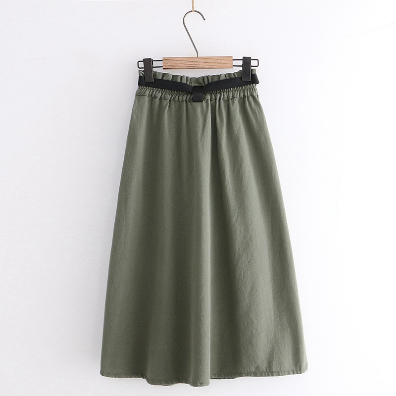 Dearest - Jupe mi-longue cargo à taille bandeau et ceinture en toile