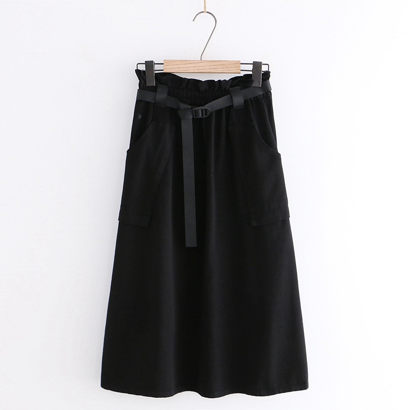 Dearest - Jupe mi-longue cargo à taille bandeau et ceinture en toile