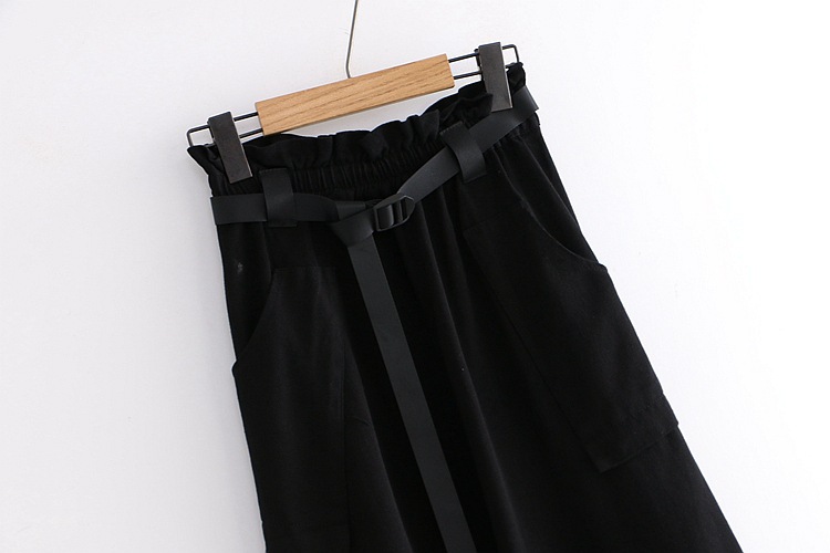 Dearest - Jupe mi-longue cargo à taille bandeau et ceinture en toile