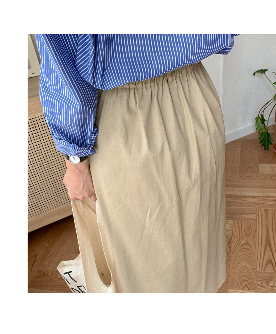 MERONGSHOP - Jupe mi-longue trapèze à taille bandeau