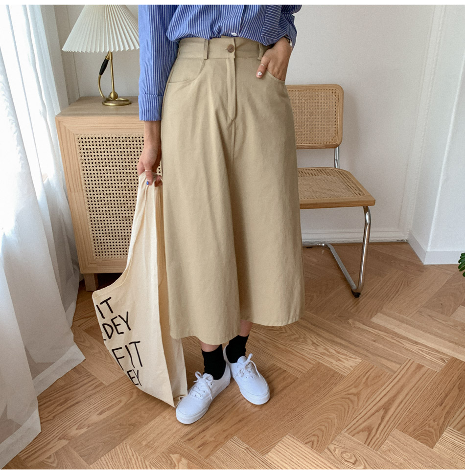 MERONGSHOP - Jupe mi-longue trapèze à taille bandeau
