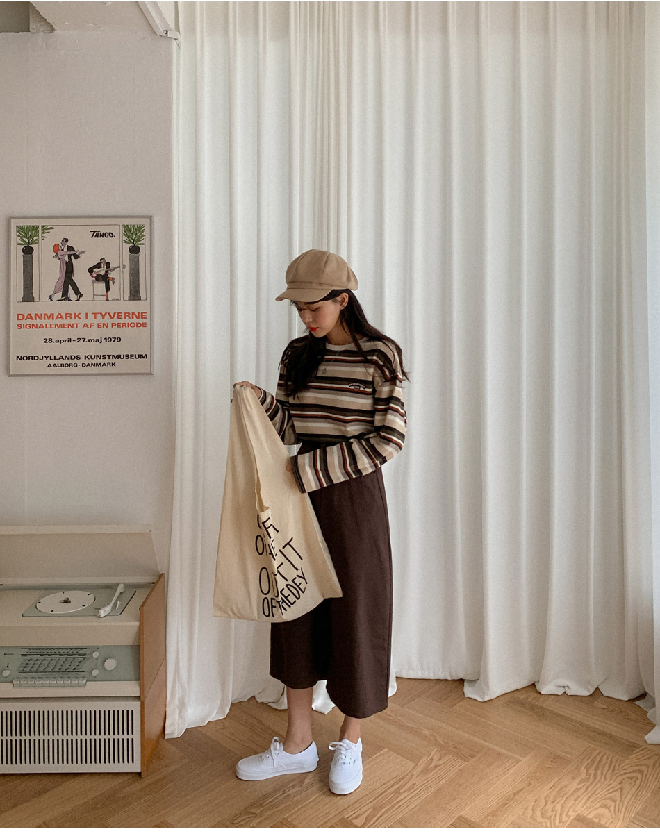 MERONGSHOP - Jupe mi-longue trapèze à taille bandeau