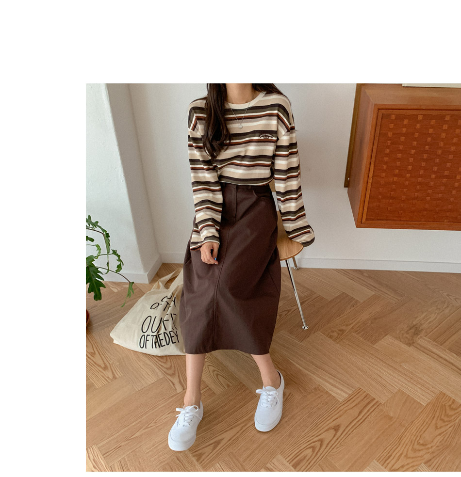 MERONGSHOP - Jupe mi-longue trapèze à taille bandeau