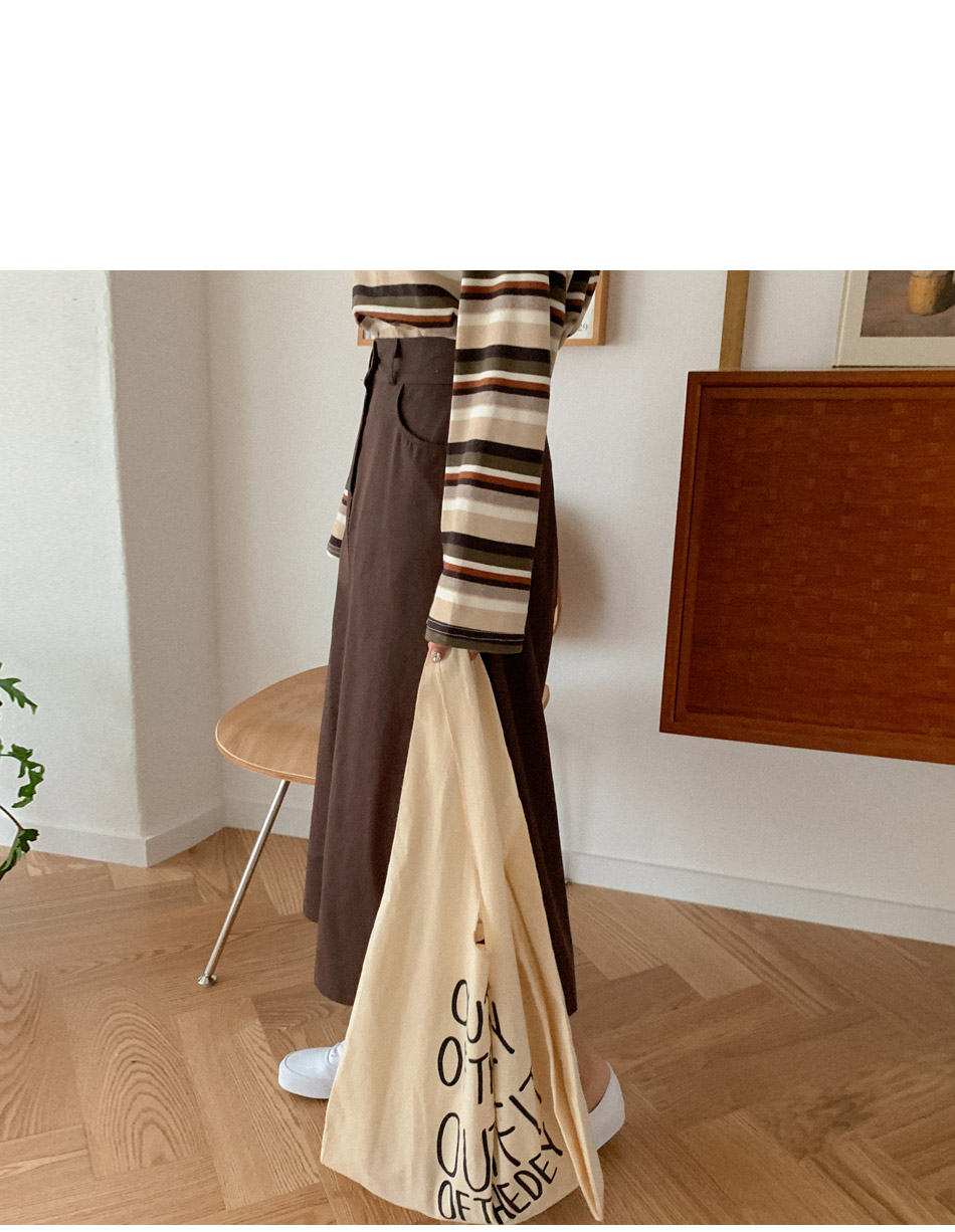 MERONGSHOP - Jupe mi-longue trapèze à taille bandeau