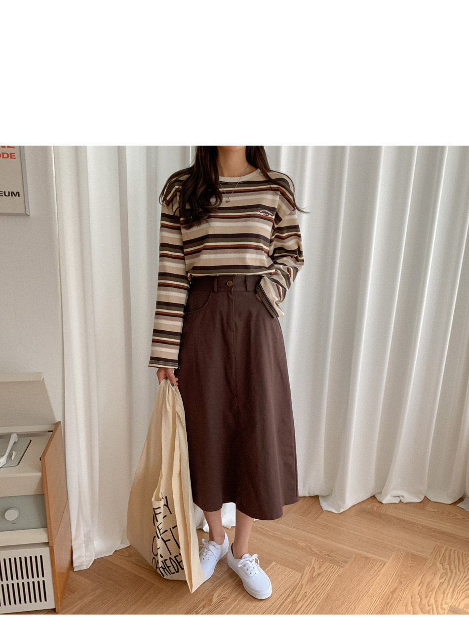 MERONGSHOP - Jupe mi-longue trapèze à taille bandeau