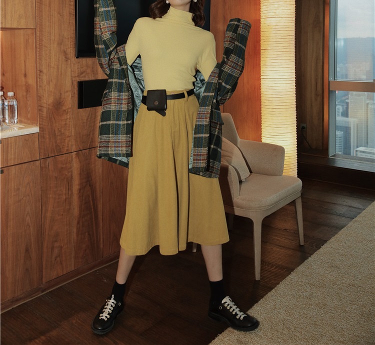 MissLady - Plain Corduroy Midi Skirt
