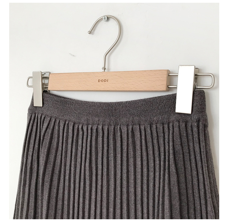 Rosy.B - Band-Waist Pleated Midi Knit Skirt