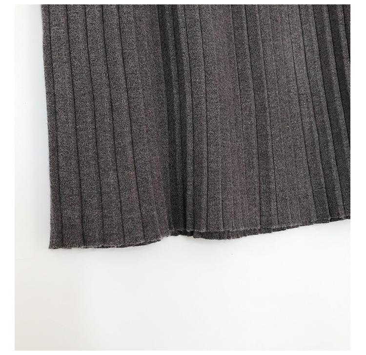 Rosy.B - Band-Waist Pleated Midi Knit Skirt
