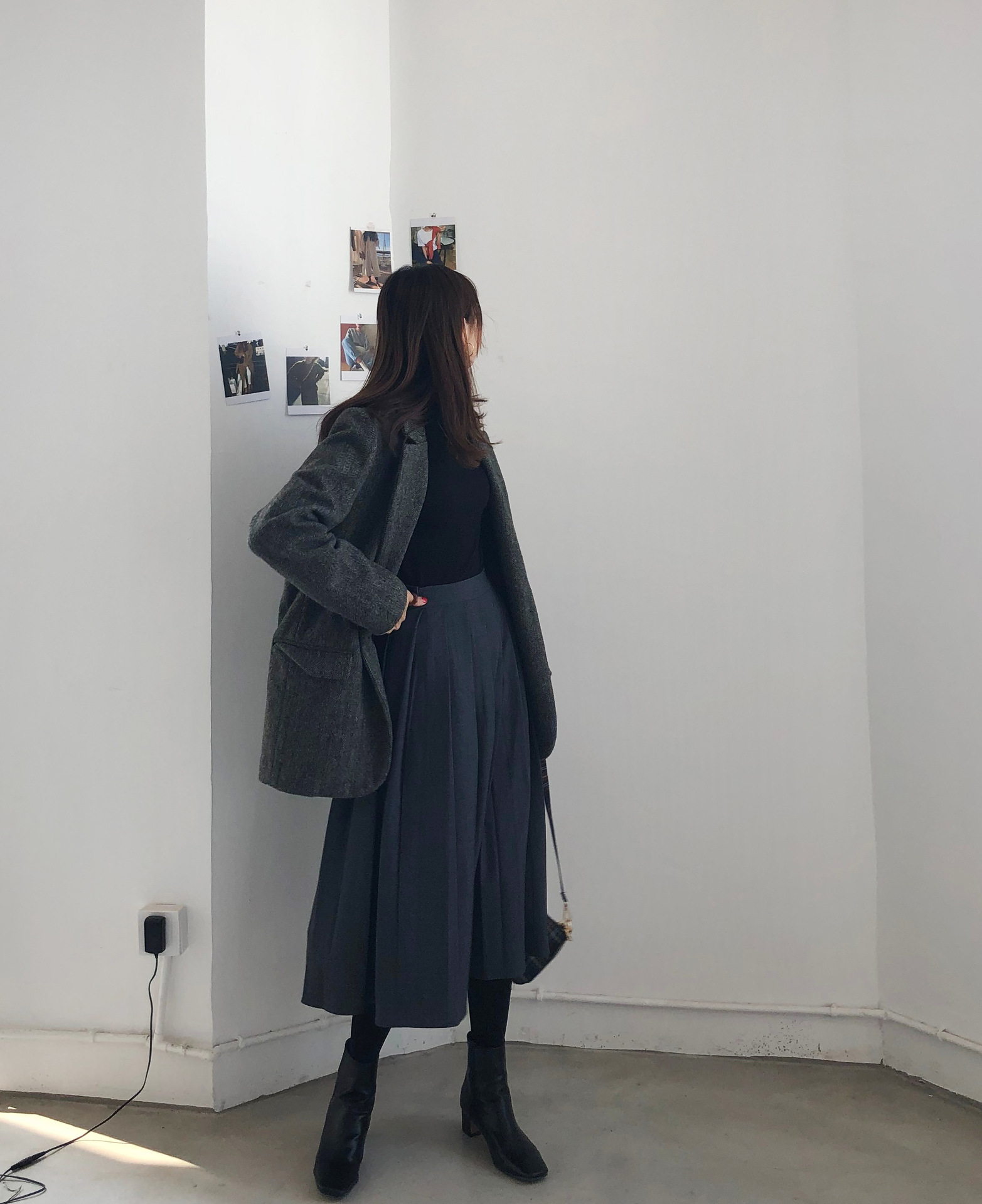 Rosy.B - Jupe mi-longue plissée boutonnée sur le côté