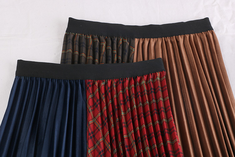 Souland - Jupe mi-longue écossaise à taille bandeau