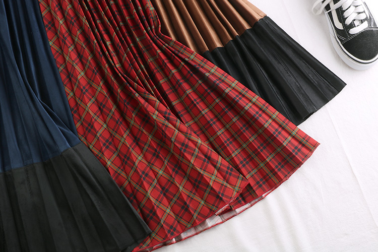 Souland - Jupe mi-longue écossaise à taille bandeau