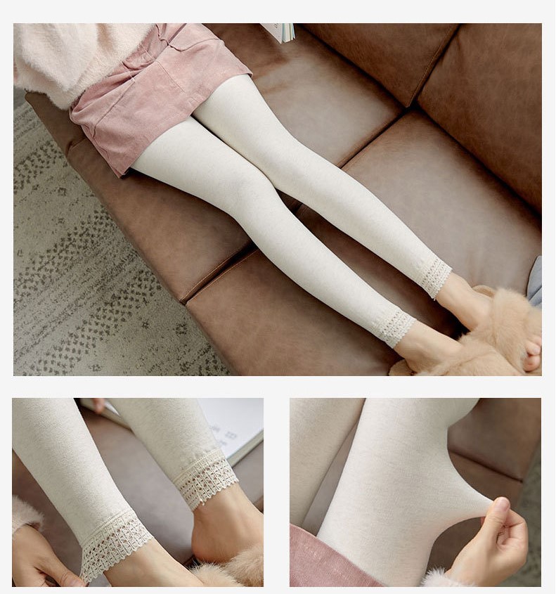 Stylevana - Lace-Trim Plain Leggings