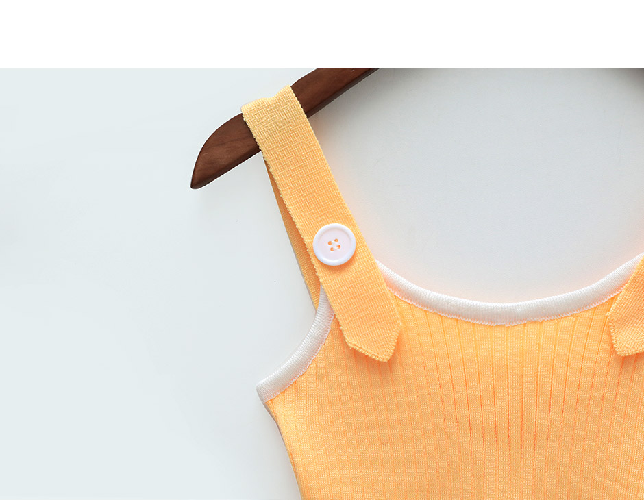 chuu - Contrast Trim Buttoned Knit Camisole