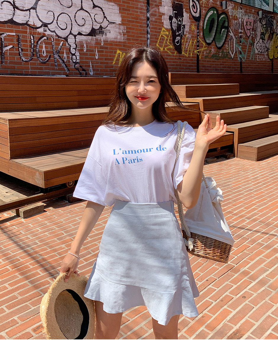 chuu - Short-Sleeve Lettering T-Shirt