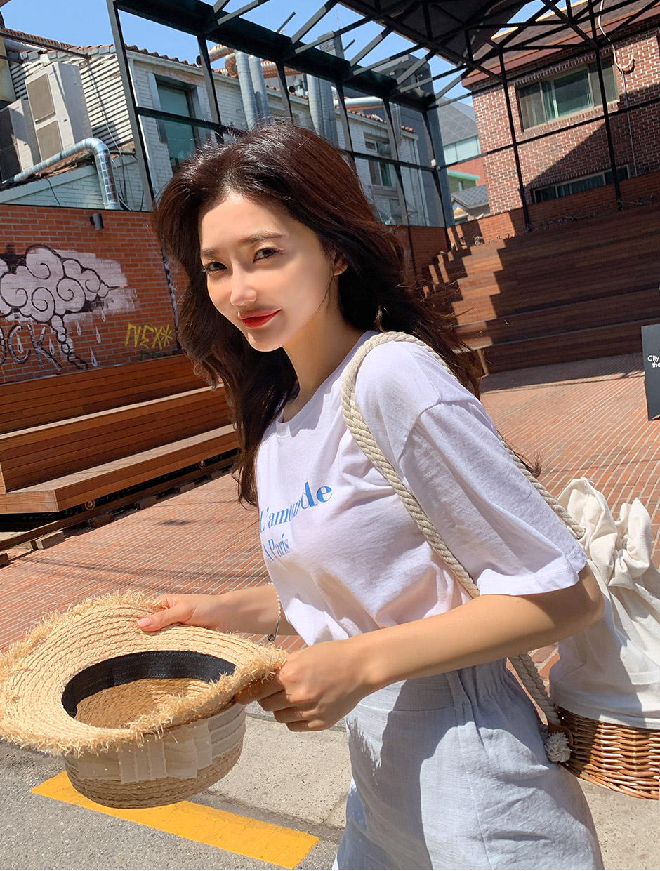 chuu - Short-Sleeve Lettering T-Shirt