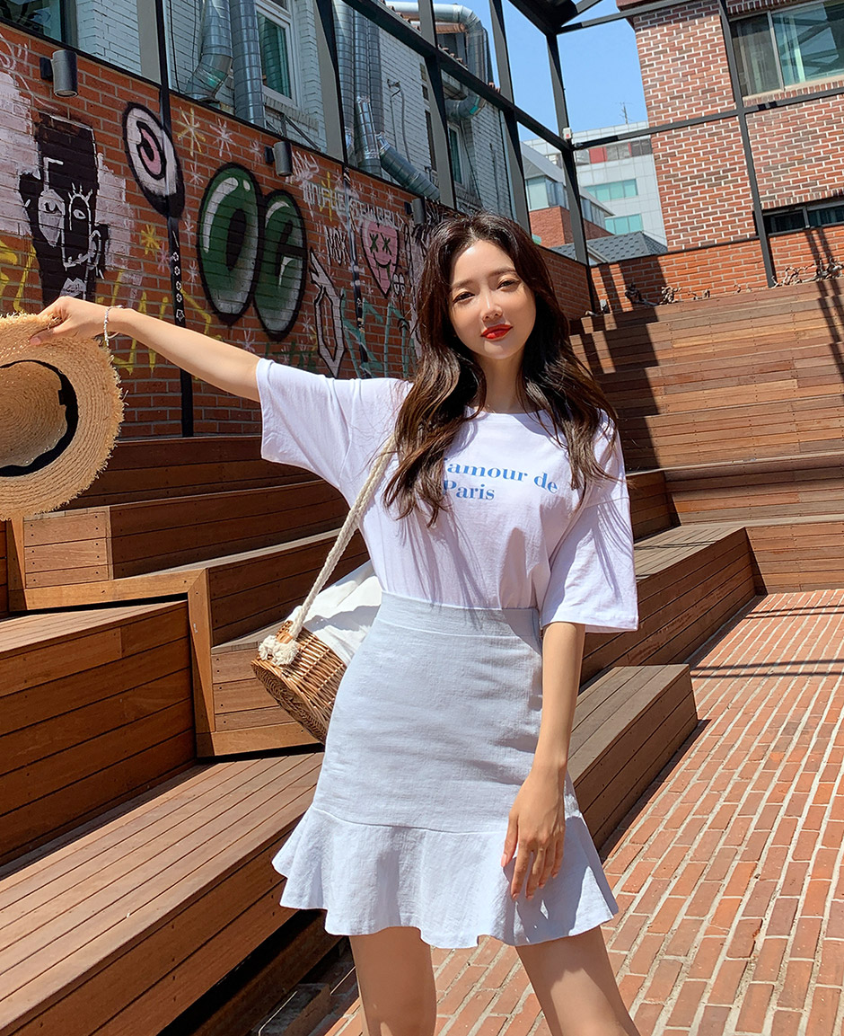 chuu - Short-Sleeve Lettering T-Shirt