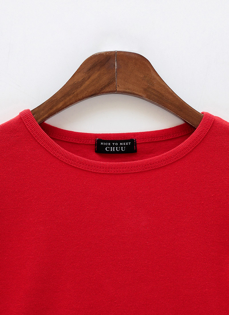 chuu - Cap-Sleeve Cropped Plain Tee