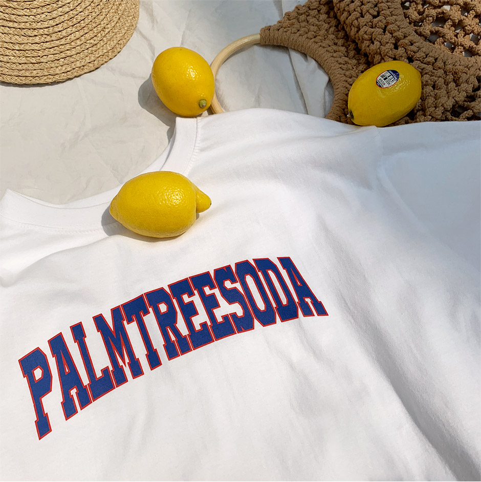 chuu - Elbow-Sleeve Lettering Print T-Shirt