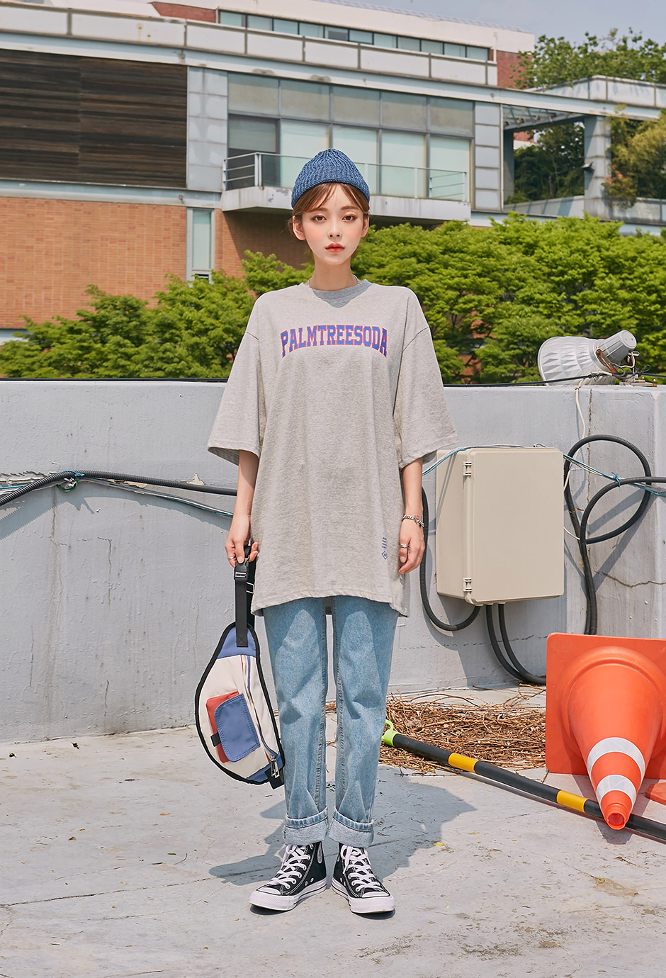 chuu - Elbow-Sleeve Lettering Print T-Shirt