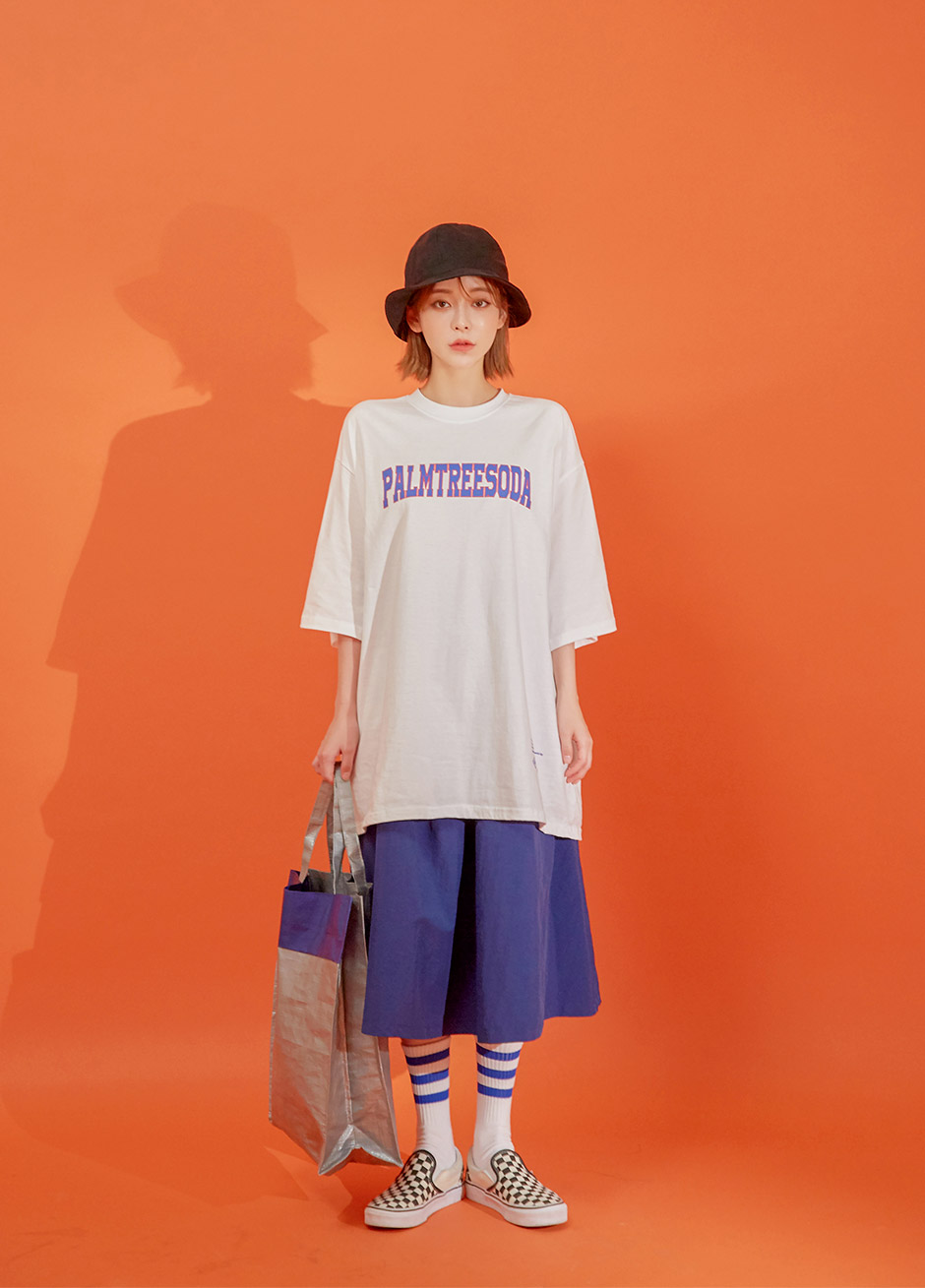 chuu - Elbow-Sleeve Lettering Print T-Shirt