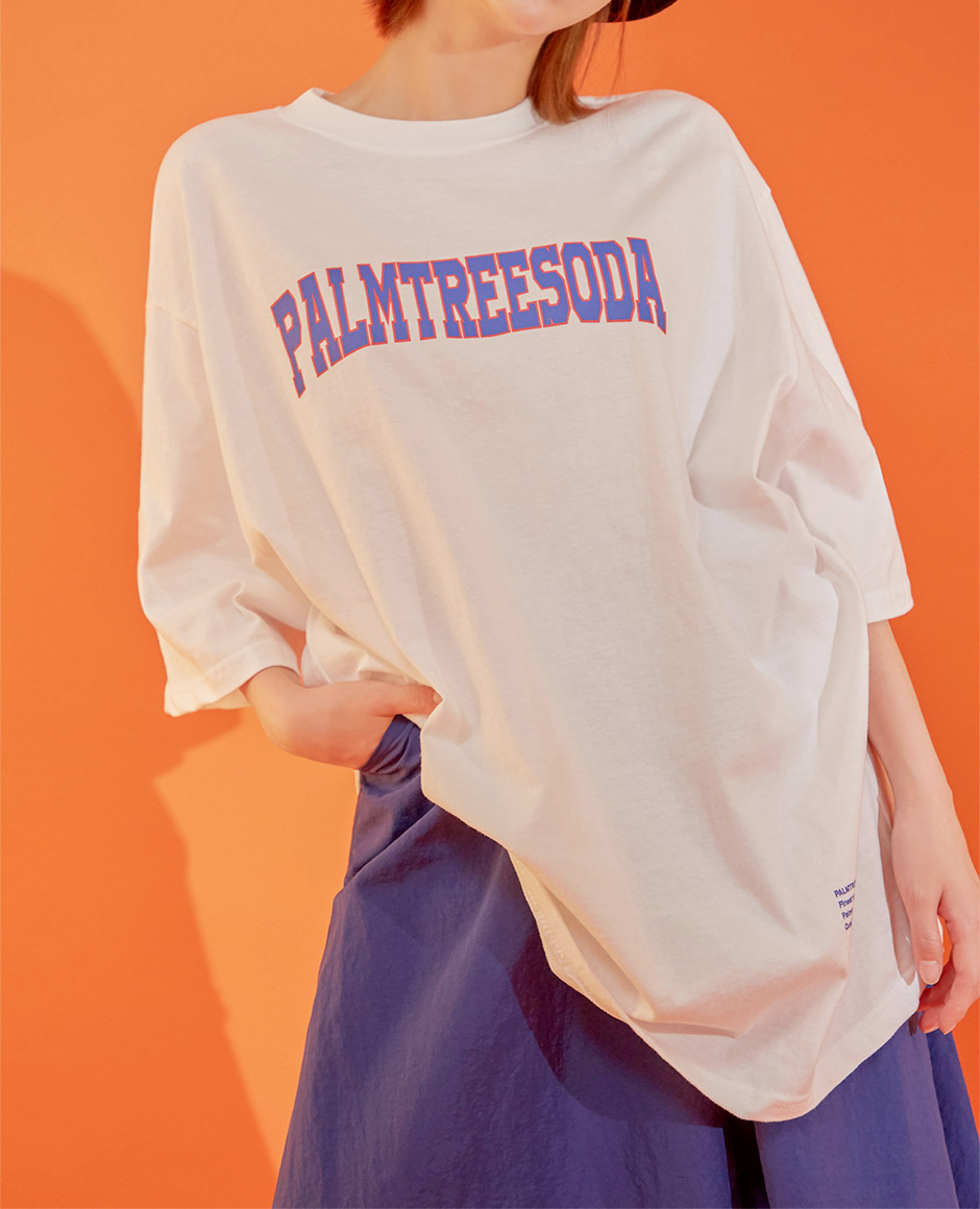 chuu - Elbow-Sleeve Lettering Print T-Shirt