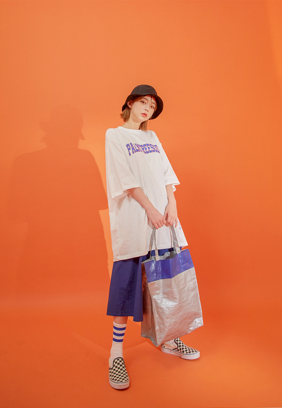 chuu - Elbow-Sleeve Lettering Print T-Shirt