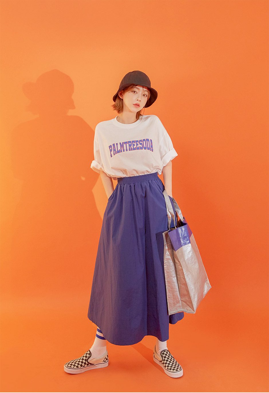 chuu - Elbow-Sleeve Lettering Print T-Shirt