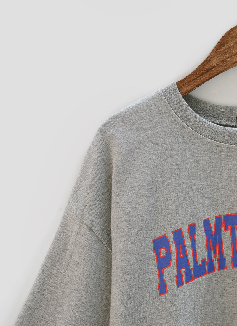 chuu - Elbow-Sleeve Lettering Print T-Shirt